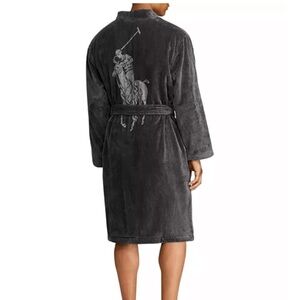 Polo Ralph Lauren Gray Terry Velour kimono style bathrobe EUC size L/XL